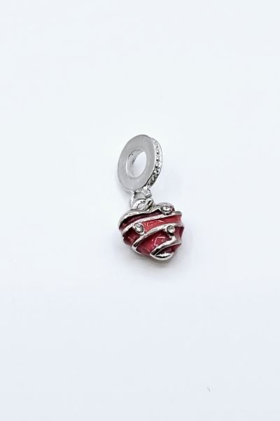 Çelik Kırmızı Kalp Charm