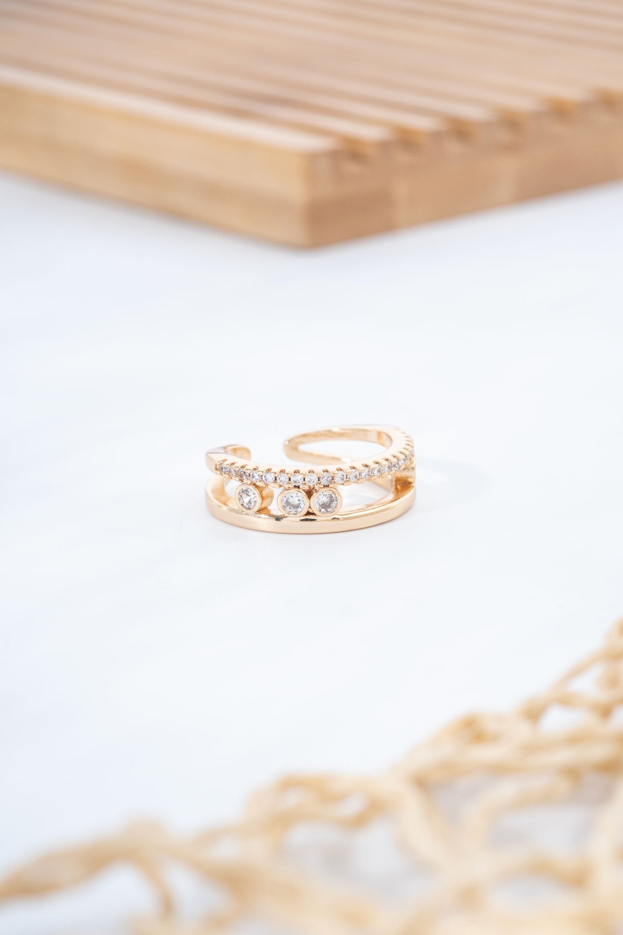 Rose Çift Sıra Taşlı Yüzük