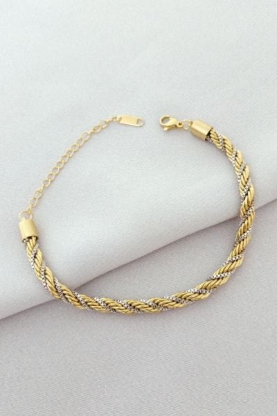 Çelik gold silver burgu bileklik