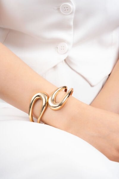 Rose Kalın Dalga Form Pazu VİP Kelepçe Bileklik