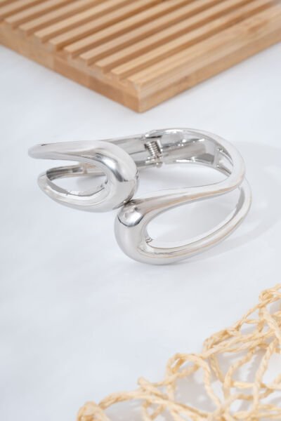 Silver Kalın Dalga Formlu Pazu VİP Kelepçe Bileklik