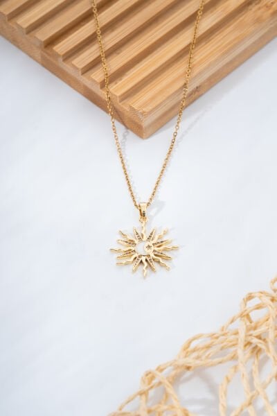 Gold Sedef Güneş Kolye