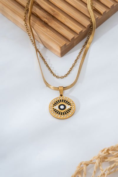 Çift zincirli nazar kolye