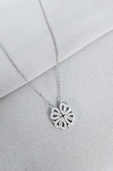 Çelik mıknatıslı kolye silver