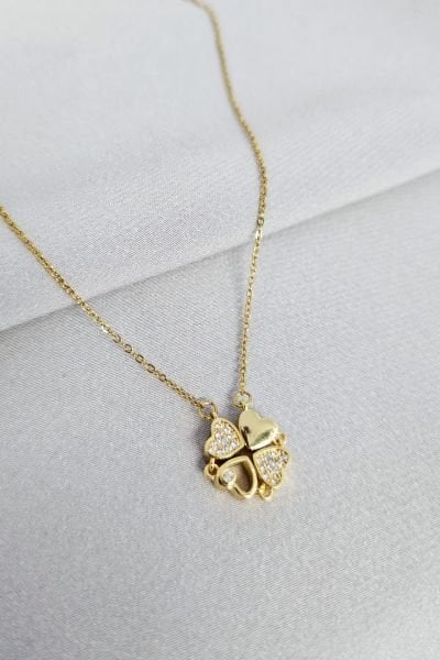 Çelik mıknatıslı kolye gold
