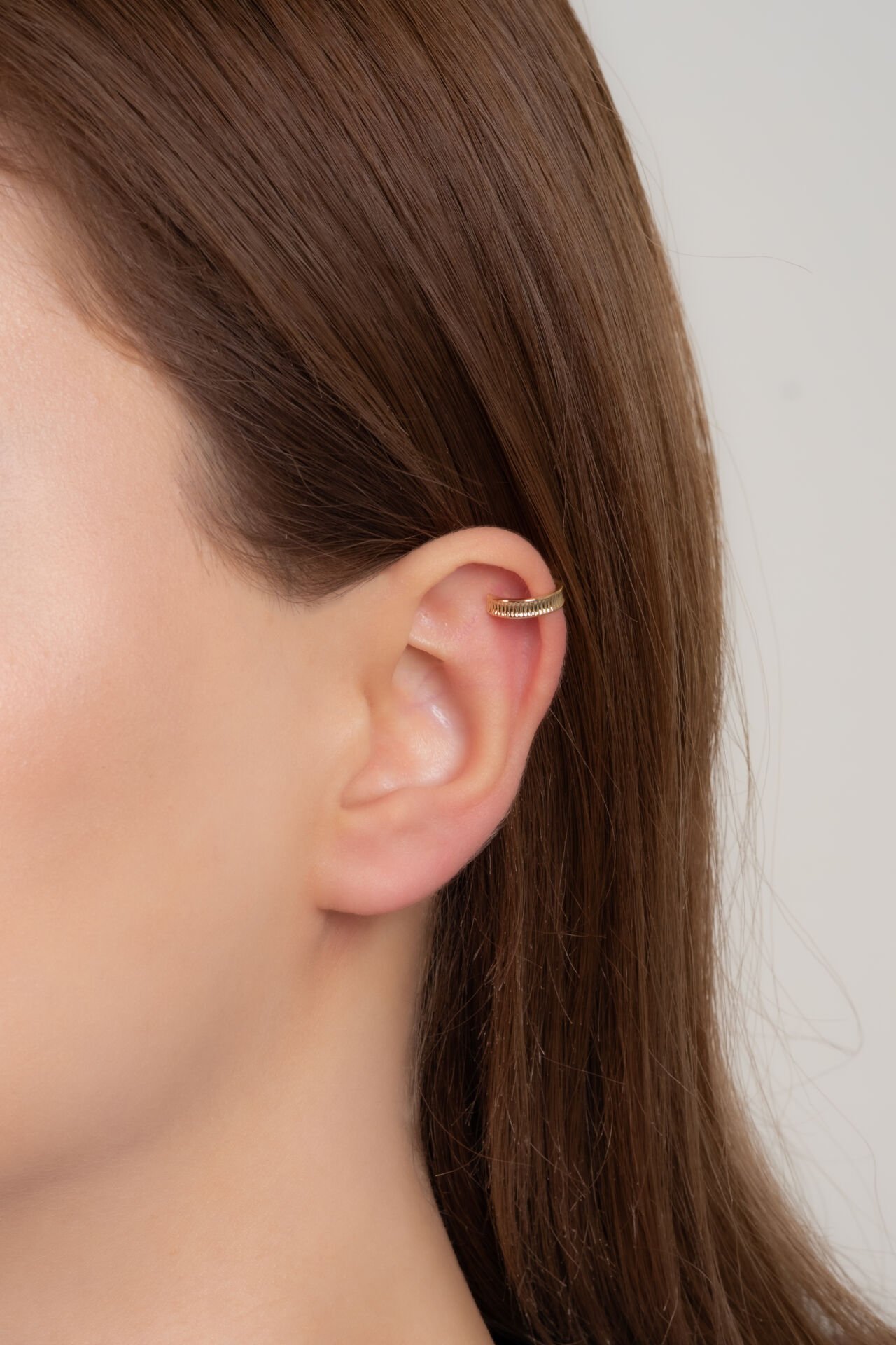 Minimal Çizgili Altın Renk Ear Cuff Küpe