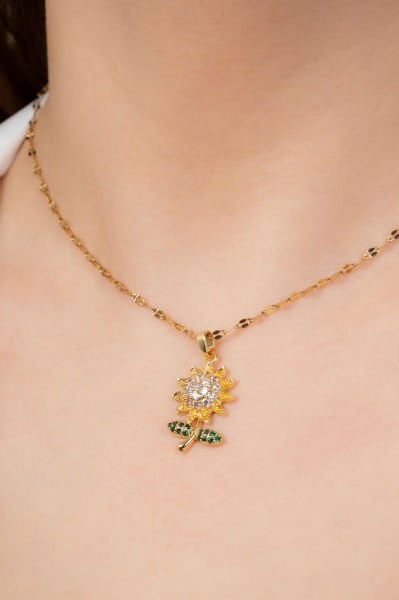 Çelik papatya modelli kolye