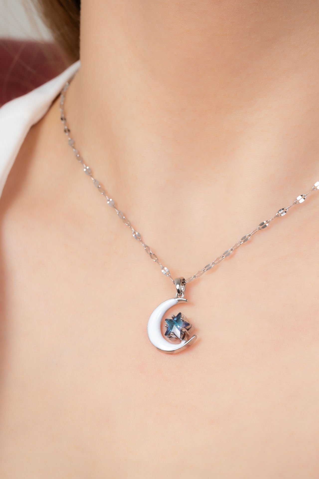 Çelik ay yıldız kolye