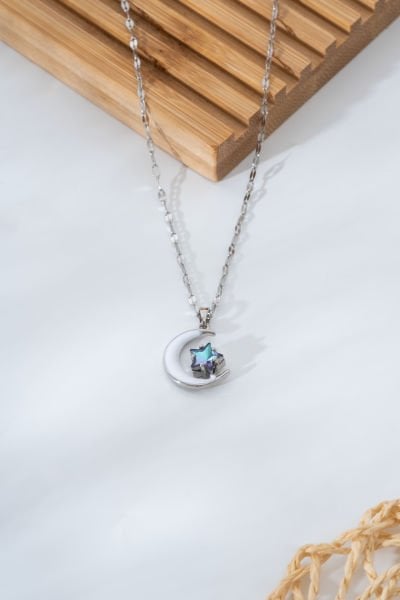 Çelik ay yıldız kolye