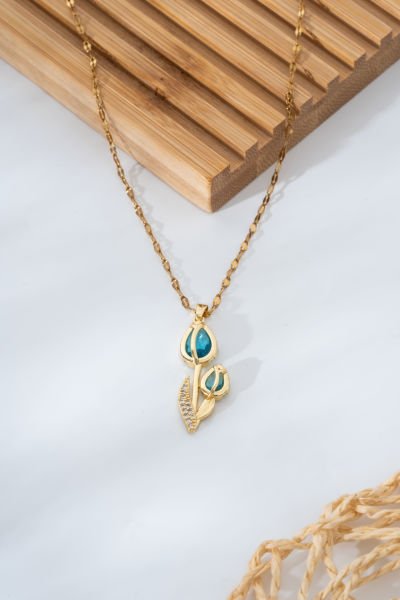 Çelik Gold Lale kolye