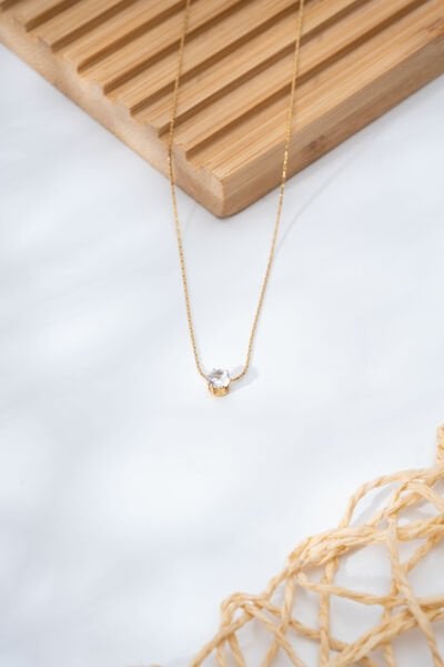 Gold Tek Taş Kolye