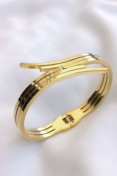 Çapraz çelik bileklik gold