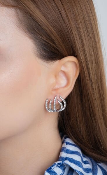 Silver Zirkon Taşlı Tarak VİP Küpe