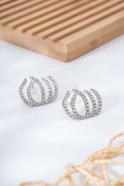 Silver Zirkon Taşlı Tarak VİP Küpe