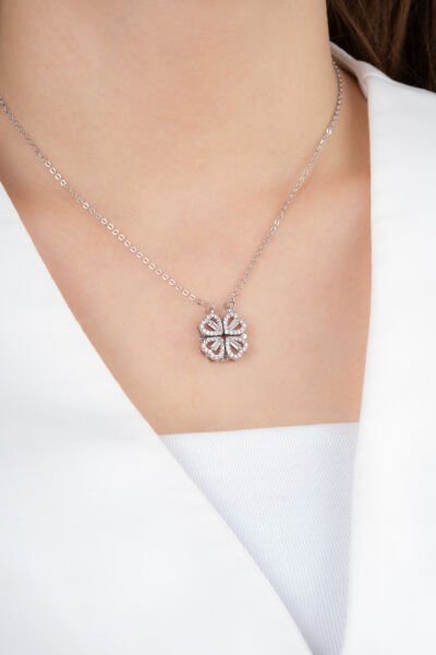 Çelik dönen yonca kolye