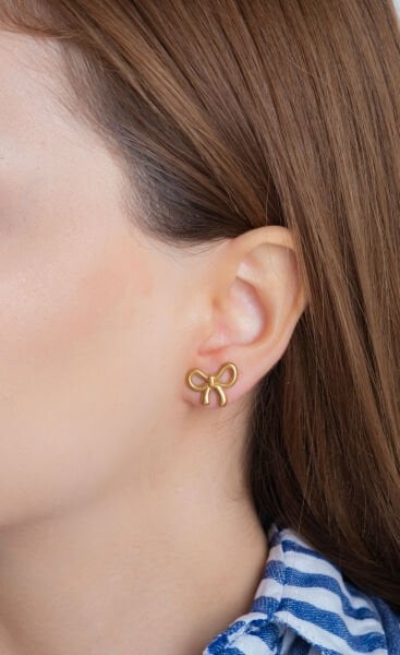 Gold Kurdele Figürlü VİP Küpe