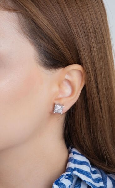 Silver Zirkon  Taşlı Küp VİP Küpe