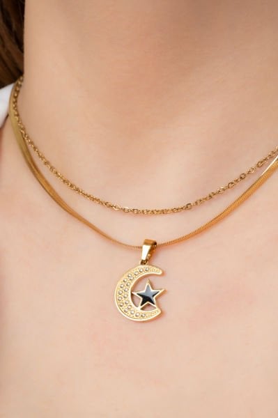 Çelik ayyıldız kolye