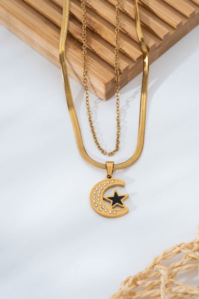 Çelik ayyıldız kolye