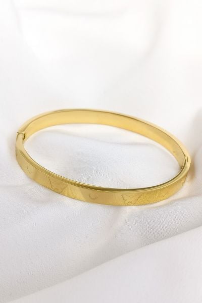 Çelik Kelepçe bileklik gold