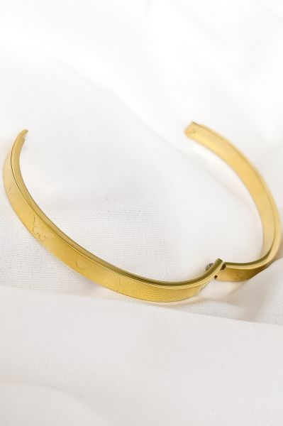 Çelik Kelepçe bileklik gold