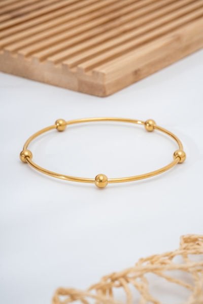 Çelik Tekli  Gold dorikali Ajda Bileklik 68mm