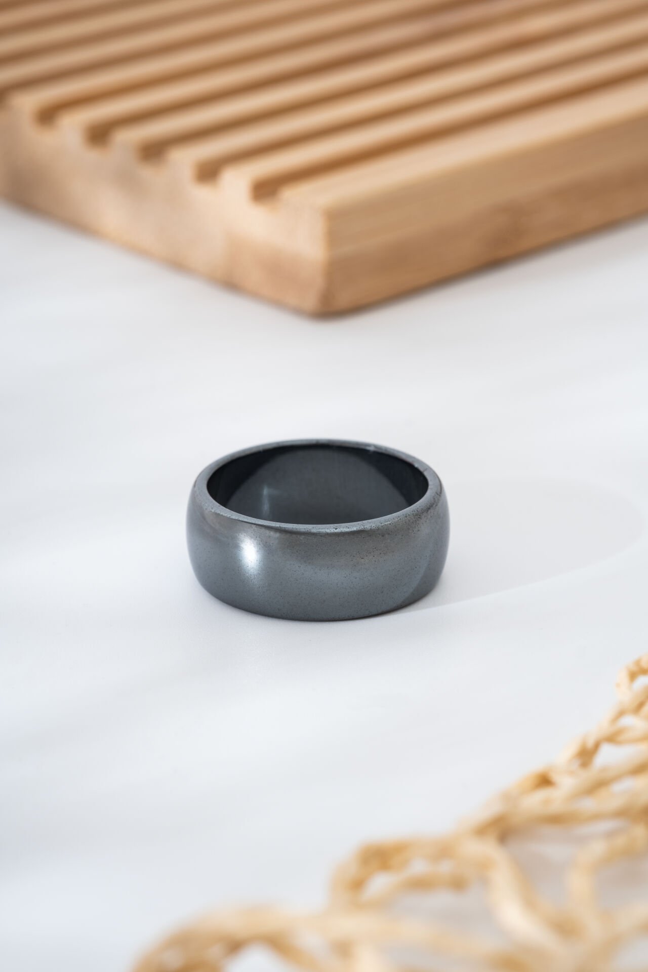 Gri Mat Yüzeyli Minimal Tasarım Unisex Yüzük