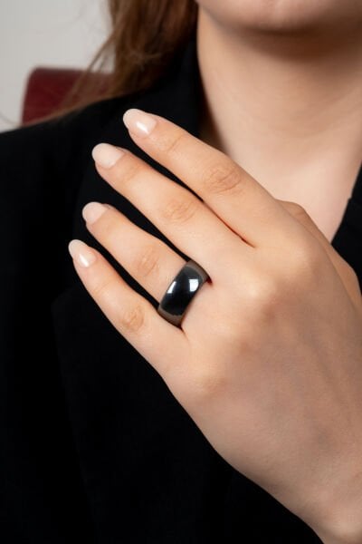 Gri Mat Yüzeyli Minimal Tasarım Unisex Yüzük
