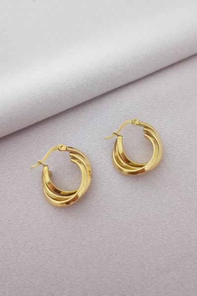 Çelik gold küpe