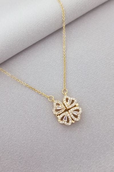 Çelik mıknatıslı kolye gold