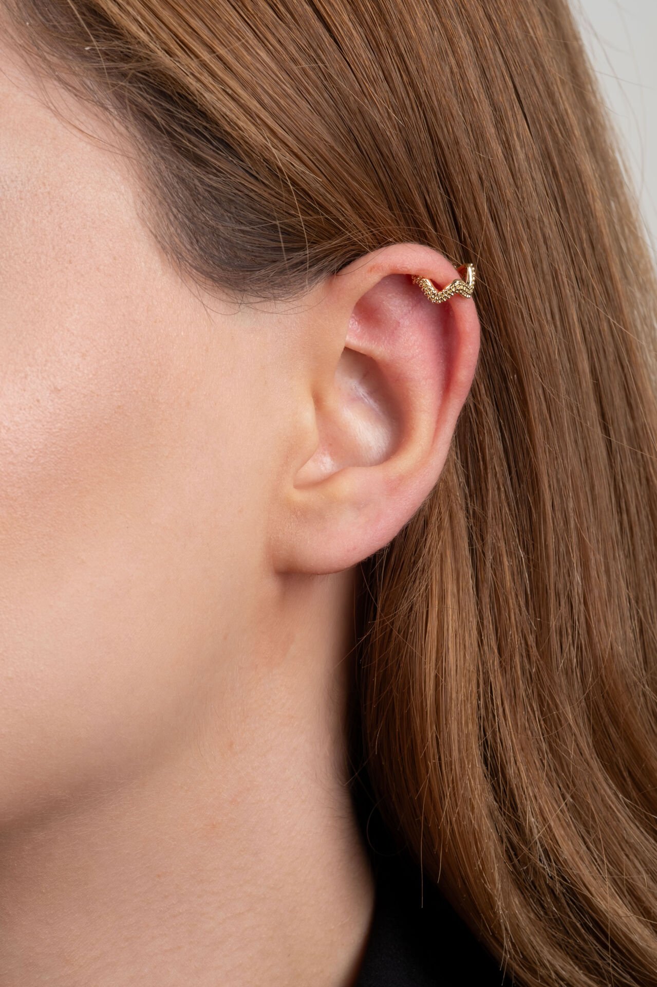 Gold Zikzak Ear Cuff  Küpe (Tek Adet Fiyatıdır)