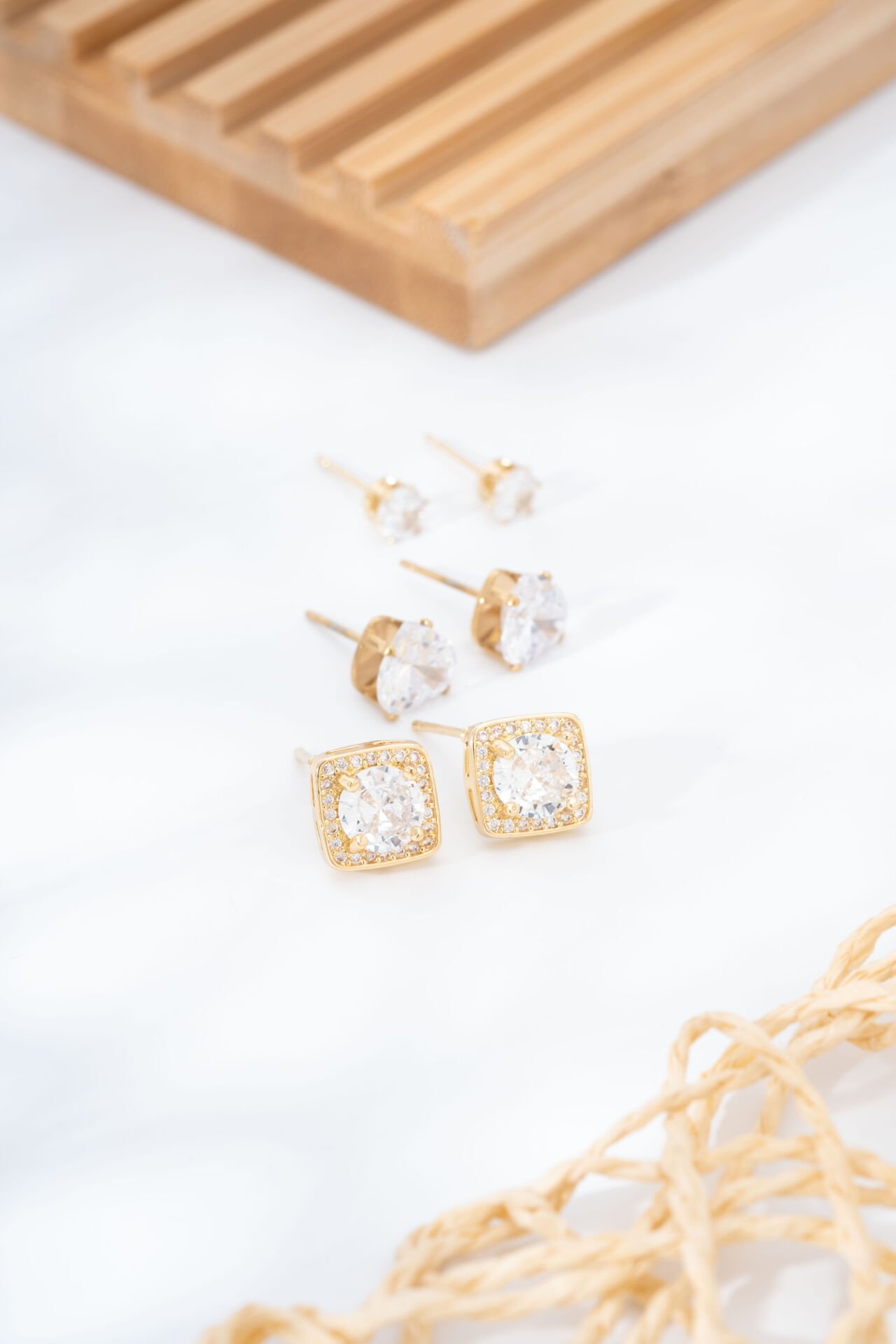 Gold Üçlü Minimal Küpe Seti