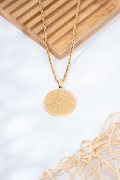 Gold Esmaül Hüsna Yazılı Kolye