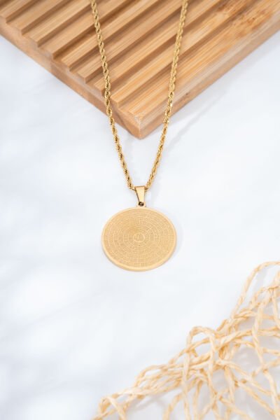 Gold Esmaül Hüsna Yazılı Kolye