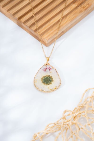 Gold Şeffaf Papatya Japon Kolye