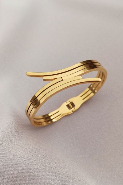 Çapraz çelik bileklik gold