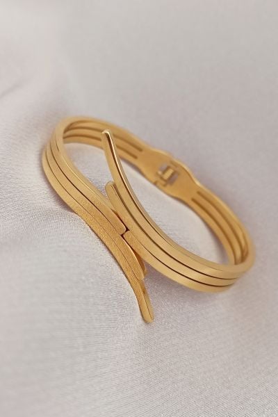 Çapraz çelik bileklik gold