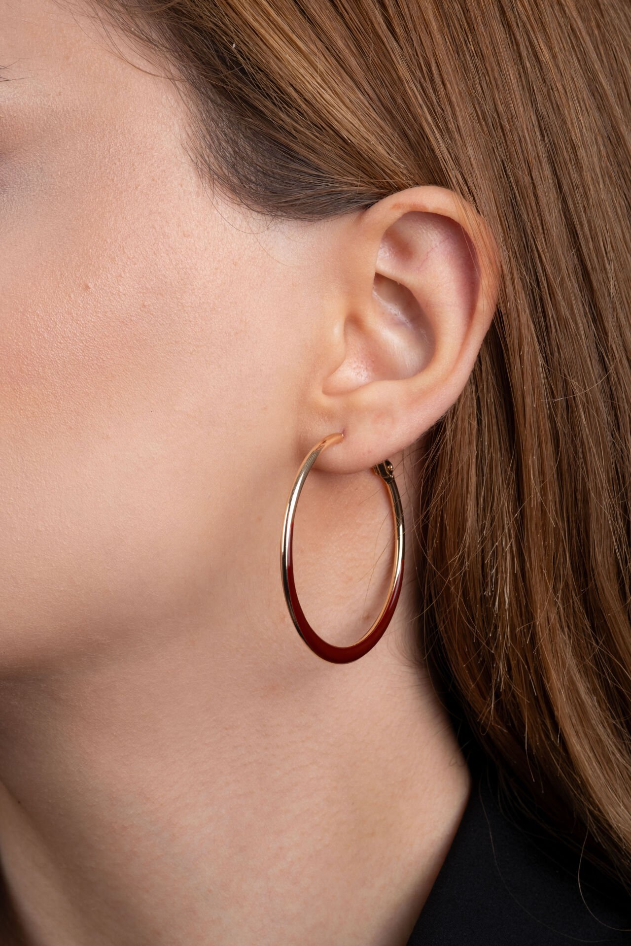 Kahverengi Mega Halka VİP Küpe