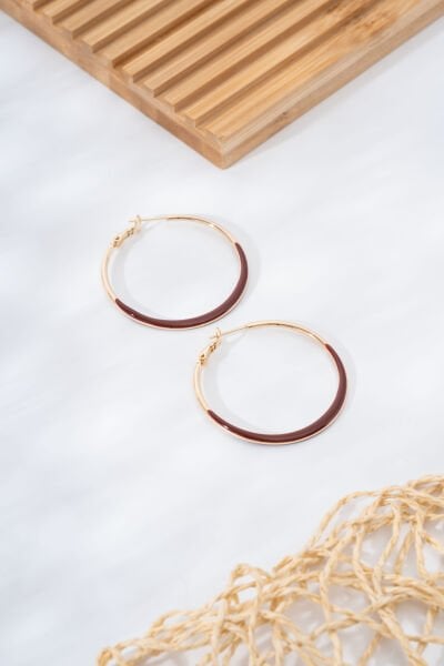 Kahverengi Mega Halka VİP Küpe