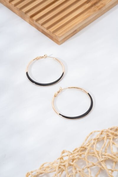 Siyah Mega Halka VİP Küpe