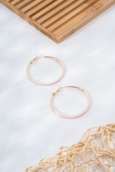 Pembe Mega Halka VİP Küpe