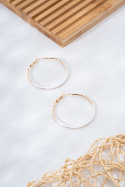 Beyaz Mega Halka VİP Küpe