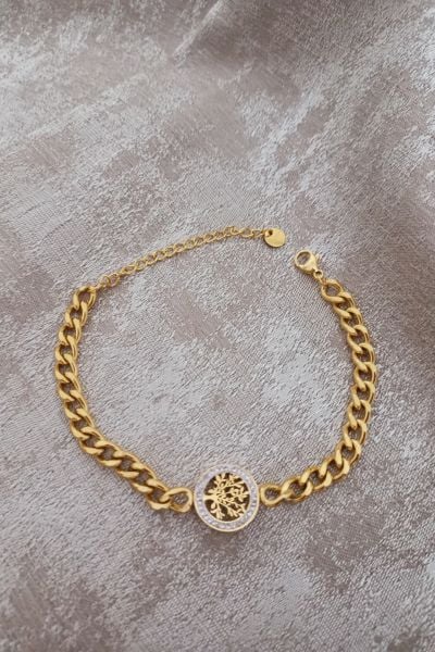 Hayat ağacı çelik taşlı bileklik