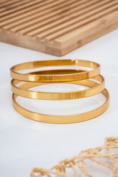 Çelik 3'lü Kalın Ajda Bileklik 66mm