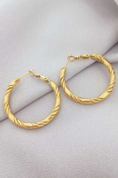 Çelik vip halka küpe gold