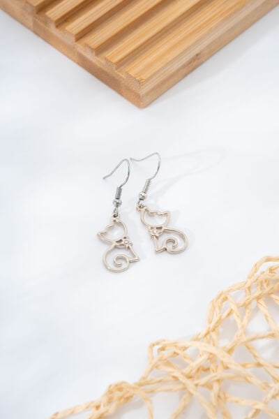 Silver Kedi Figürlü VİP Küpe