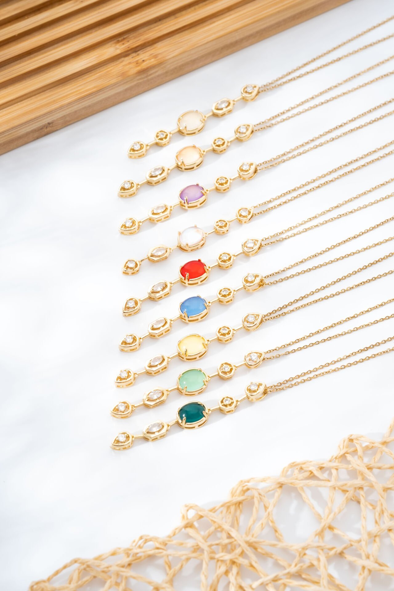 Renkli Taşlı Y Kolye (Renk Seçenekli)