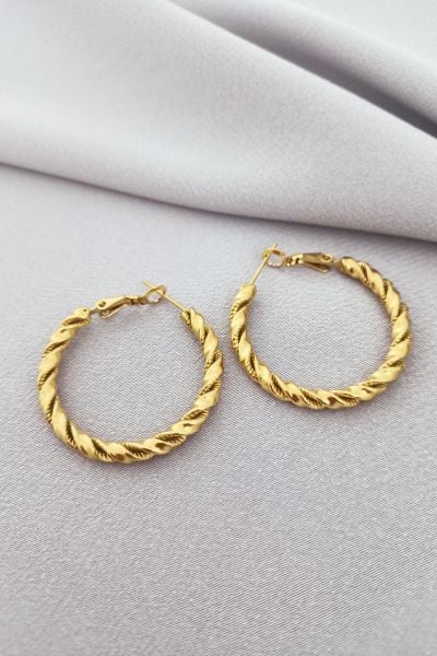 Çelik vip halka küpe gold