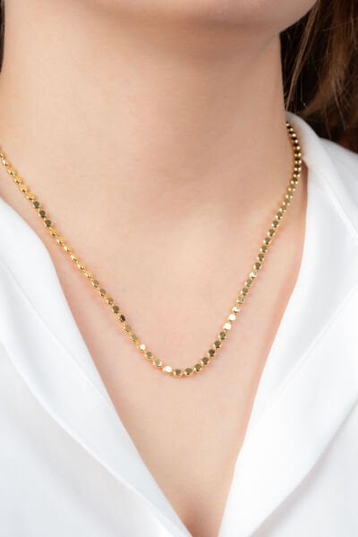 Gold  Ezme Pul Zincir VİP Kolye 45 cm