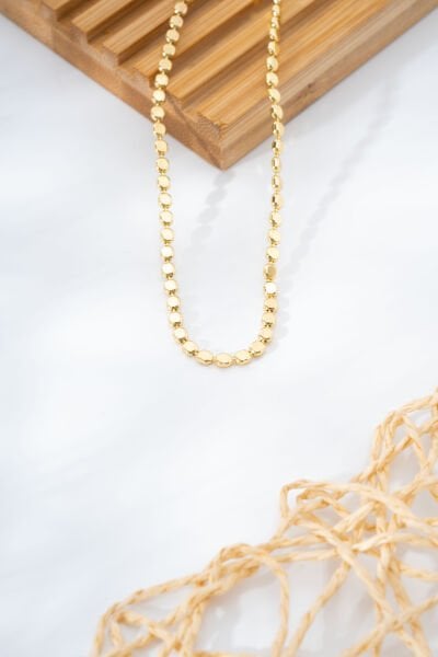 Gold  Ezme Pul Zincir VİP Kolye 45 cm